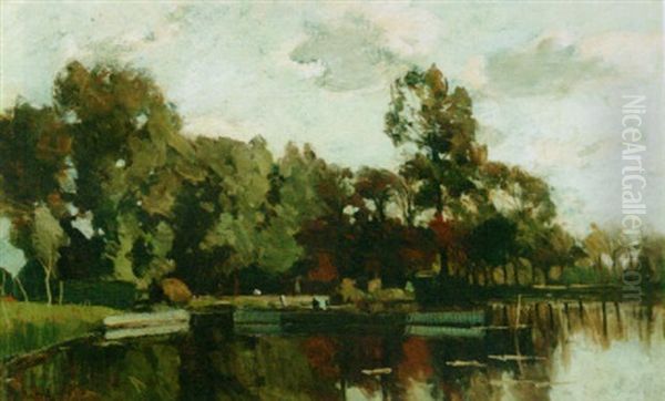 A View Of The Vecht Oil Painting by Nicolaas Bastert