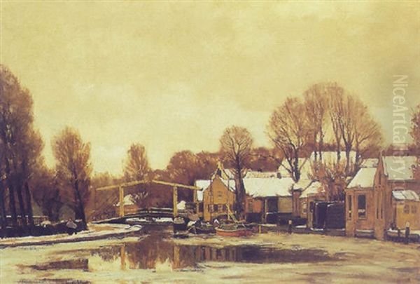 A View Of The Vecht In Winter Oil Painting by Nicolaas Bastert