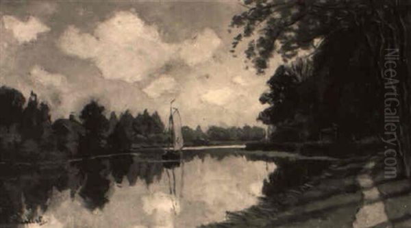 Summer: Sailing Boats On The Vecht, Near Loenen Oil Painting by Nicolaas Bastert