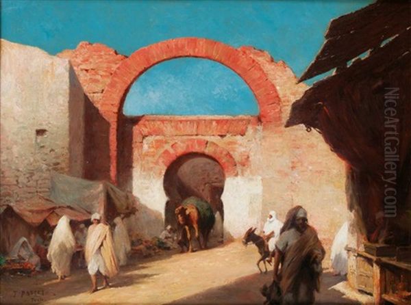 Souk A Tunis Oil Painting by Jean-Celestin-Tancrede Bastet