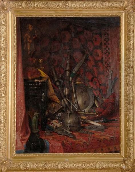 Nature Morte Aux Armes Orientales Oil Painting by Jean-Celestin-Tancrede Bastet