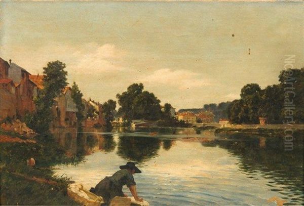 Bords De Marne Oil Painting by Jean-Celestin-Tancrede Bastet