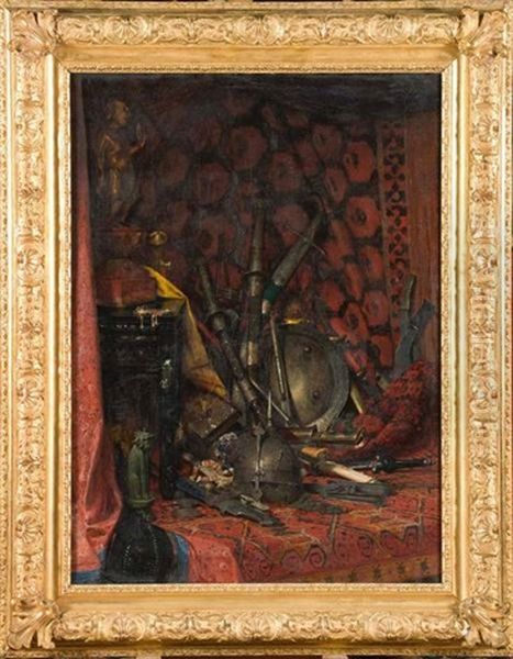 Nature Morte Aux Armes Orientales Oil Painting by Jean-Celestin-Tancrede Bastet