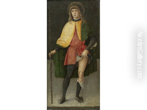 Saint Liberale (+ And Saint Roch; Pair) Oil Painting by Lazzaro di Jacopo Bastiani