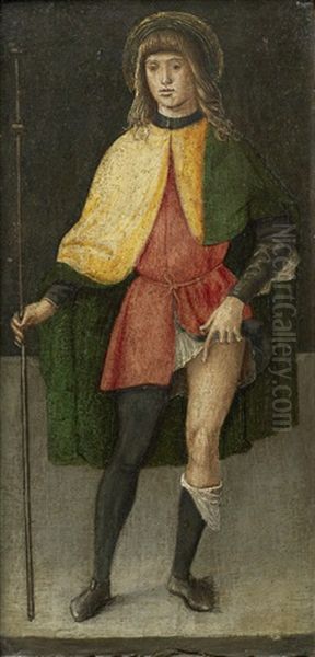 Saint Liberale; And Saint Roch (pair) Oil Painting by Lazzaro di Jacopo Bastiani