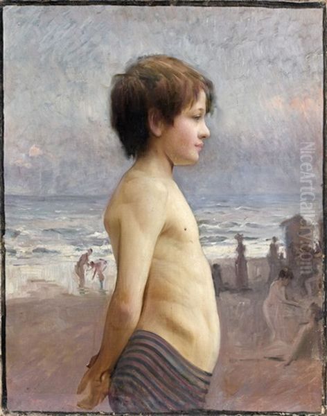 Jeune Garcon Sur La Plage by Jules Bastien-Lepage