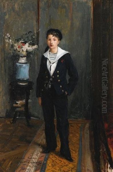 Portrait Of A Young Boy Oil Painting by Jules Bastien-Lepage