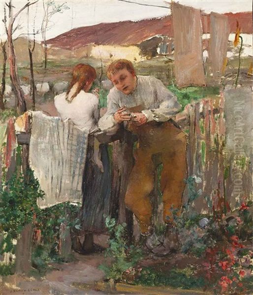 Study For L'amour Au Village Oil Painting by Jules Bastien-Lepage