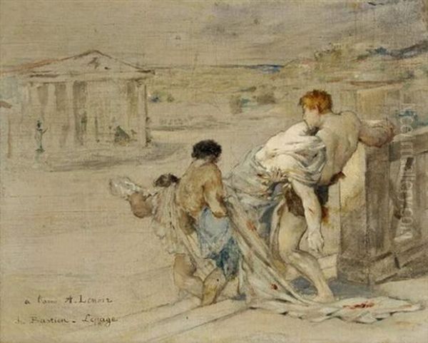 Enlevement Du Corps De Cesar (sketch) Oil Painting by Jules Bastien-Lepage