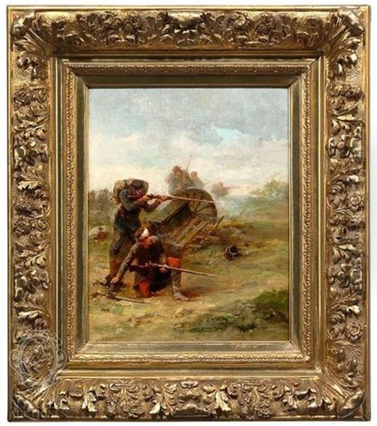 Schlachtenszene Im Pulverdampf Oil Painting by Jules Bastien-Lepage