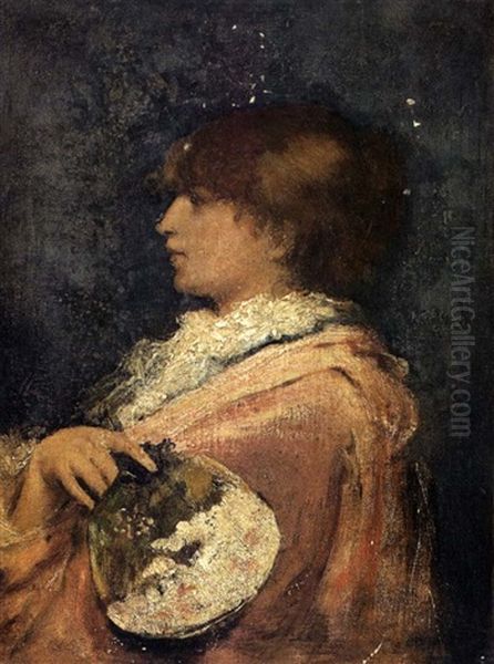 Portrait De Jeune Femme A L'eventail Oil Painting by Jules Bastien-Lepage