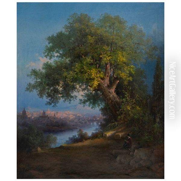 Vista De Roma Oil Painting by Jean Baptist Joseph Bastine