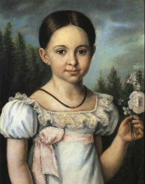 Portrait Eines Madchens Im Weisen Kleid by Jean Baptist Joseph Bastine