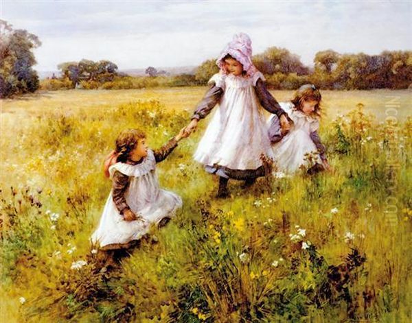 Gathering Summer Flowers Oil Painting by William Affleck