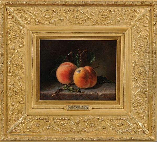 Two Peaches And A Fly Oil Painting by Frederick S. Batcheller