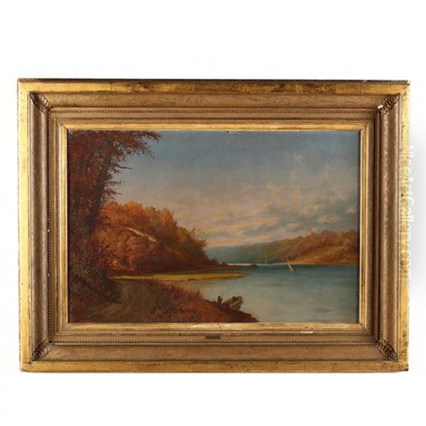 New England Landscape With Sailboats Oil Painting by Frederick S. Batcheller