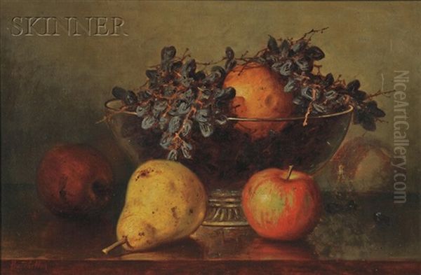 Still Life With Fruit In A Footed Glass Bowl Oil Painting by Frederick S. Batcheller