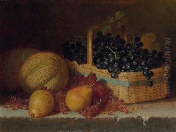 Grapes In A Basket Oil Painting by Frederick S. Batcheller