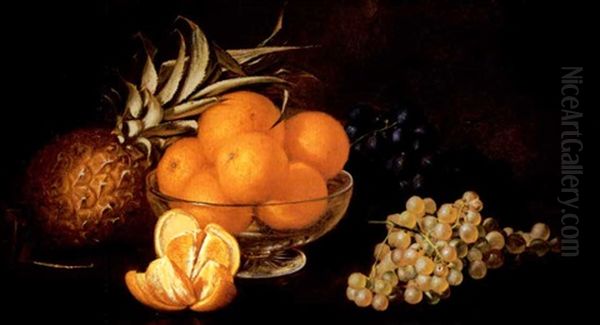 Still Life With Grapes, Oranges And Pineapple Oil Painting by Frederick S. Batcheller