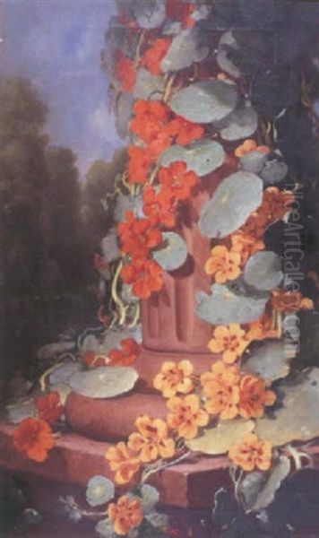 Nasturtium Oil Painting by Frederick S. Batcheller