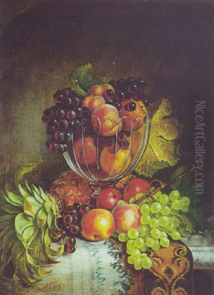 Still Life With Glass Compote And Fruit Oil Painting by Frederick S. Batcheller