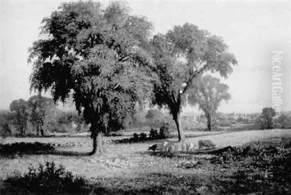 Landscape With Grazing Cattle Oil Painting by Frederick S. Batcheller