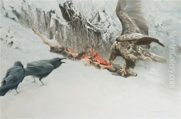 Hard Winter Oil Painting by Robert Bateman