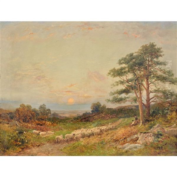 Sunset Eastnor Near Malvern; In The Valley Of The Kennett Oil Painting by David Bates