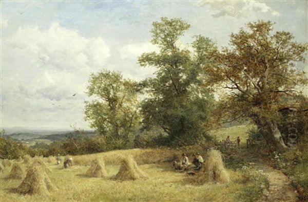 A Cornfield At West Malvern Oil Painting by David Bates