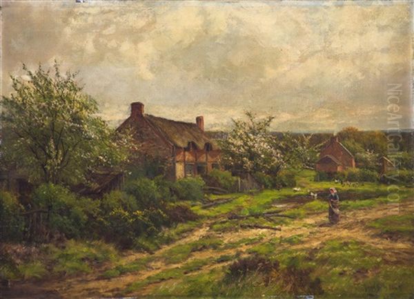 Cottage On A Path Oil Painting by David Bates