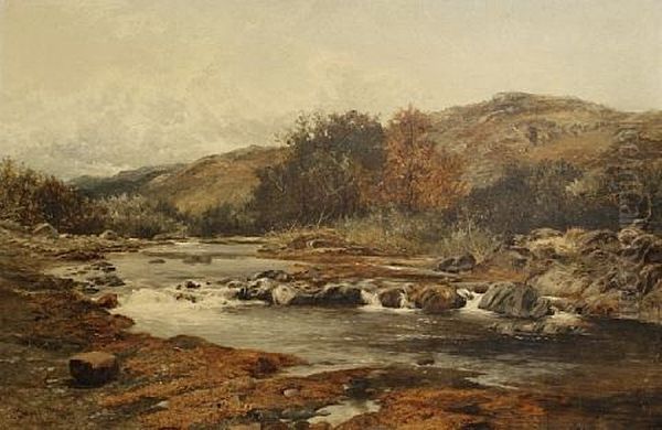 Wye Near Builth (sketch) Oil Painting by David Bates