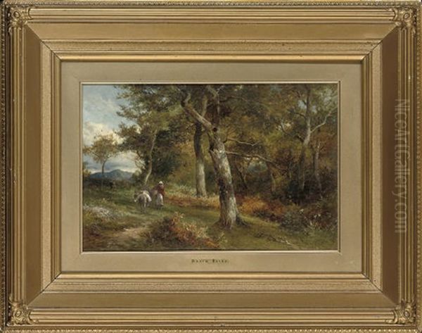 A Faggot Gatherer In Eastmor Park, Hereford Oil Painting by David Bates