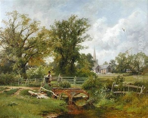 Knighton Church Near Leicester Oil Painting by David Bates