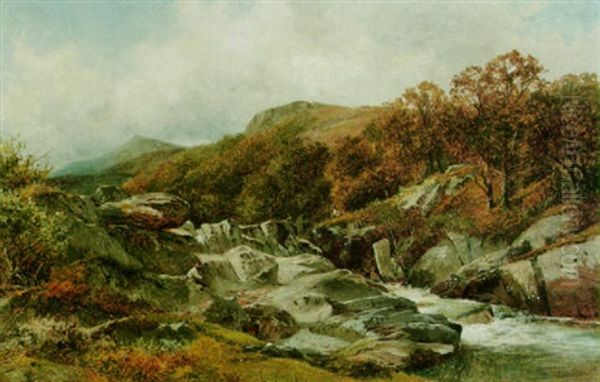 Near Pont-y-pant On The Lleder Oil Painting by David Bates