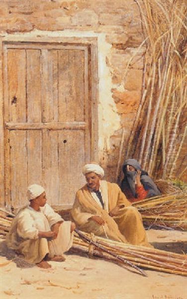 Sellers Of Sugar Cane, Egypt Oil Painting by David Bates