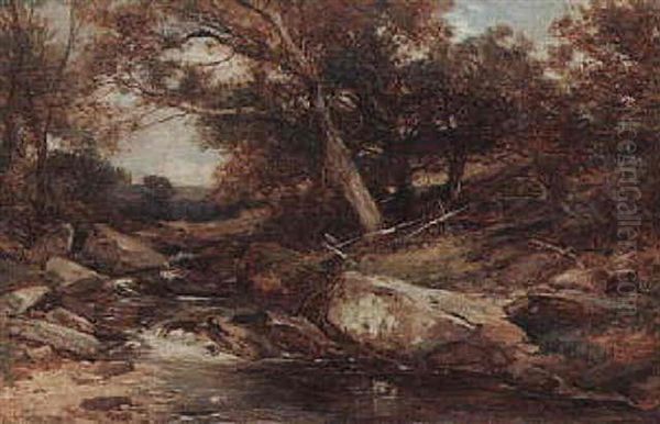 A Sketch In Glen Falloch Oil Painting by David Bates