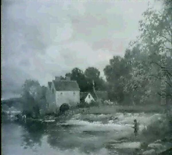 Fladbury Mill, On The Avon Oil Painting by David Bates