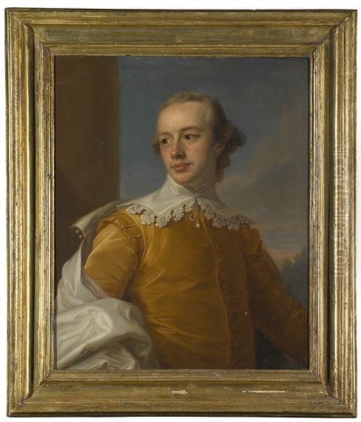 Portrait Of Sir Wyndham Knatchbull-wyndham, Half-length, A Landscape Beyond Oil Painting by Pompeo Girolamo Batoni