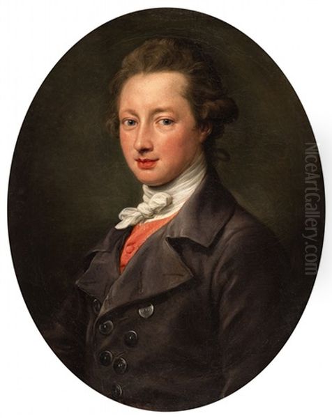 A Portrait Of A Young Man With White Collar Oil Painting by Pompeo Girolamo Batoni