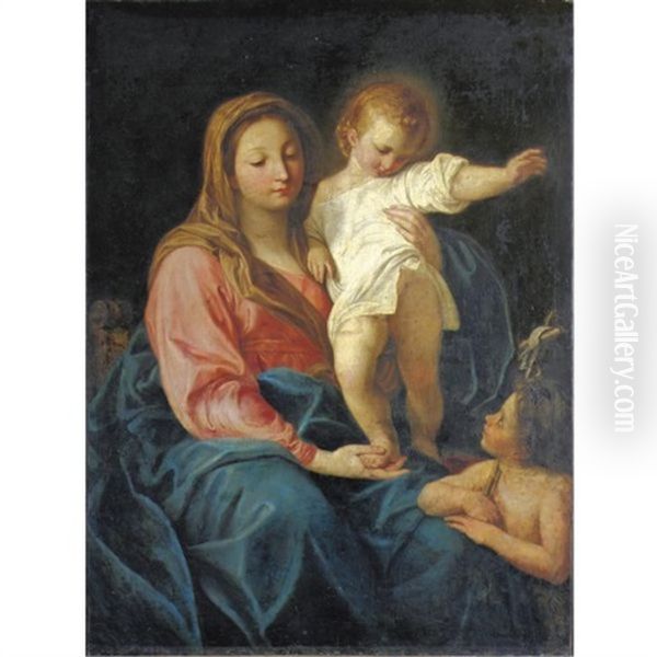 Madonna Col Bambino E San Giovannino Oil Painting by Pompeo Girolamo Batoni