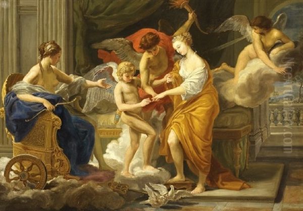 Cupido Og Psyches Aegteskabsindgaelse Oil Painting by Pompeo Girolamo Batoni