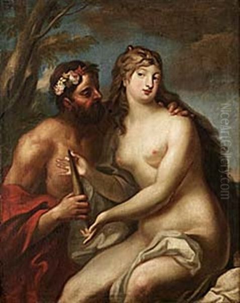 Faun Och Nymf Oil Painting by Pompeo Girolamo Batoni