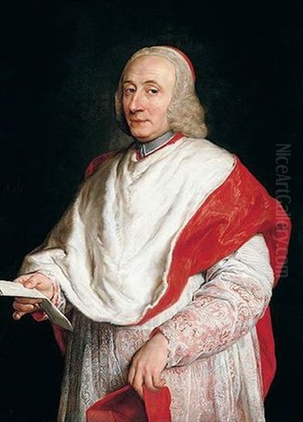 Portrait Of A Cardinal Holding A Letter In His Right Hand And His Biretta In The Left Hand Oil Painting by Pompeo Girolamo Batoni