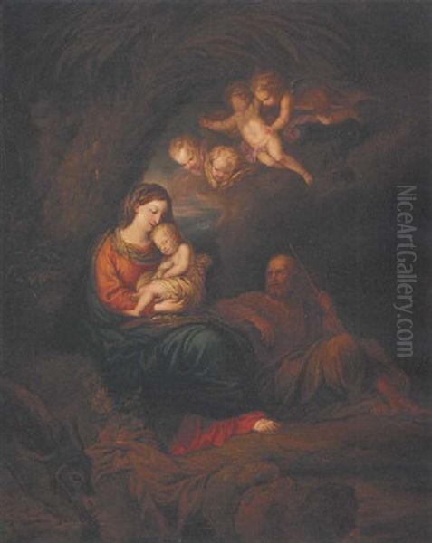 The Rest On The Flight To Egypt Oil Painting by Pompeo Girolamo Batoni