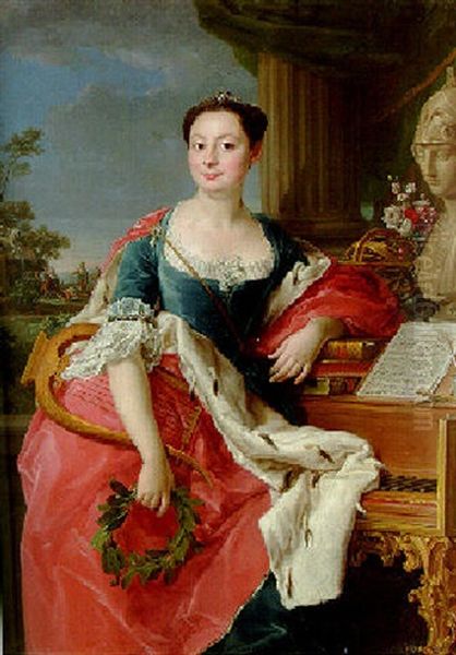 Portrait Of Princess Giacinta Orsini Buoncampagni Ludovisi, Duchessa D'arce (1741-1759) Oil Painting by Pompeo Girolamo Batoni