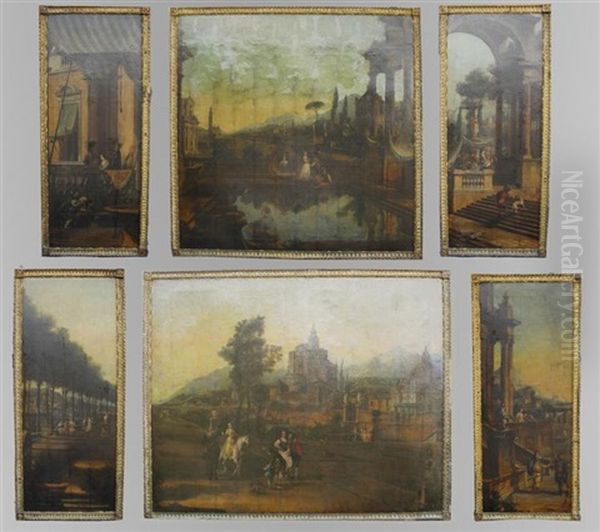 Untitled (venetian View) (+ 5 Others; 6 Works) Oil Painting by Francesco Battaglioli