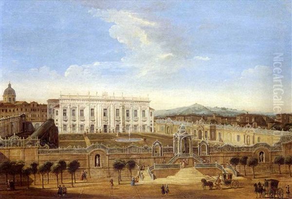 Veduta Di Villa Con Giardino Oil Painting by Francesco Battaglioli