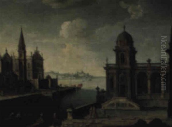 Venetian Capriccio Oil Painting by Francesco Battaglioli