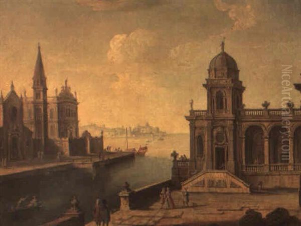 Caprice Architectural A Venise Oil Painting by Francesco Battaglioli