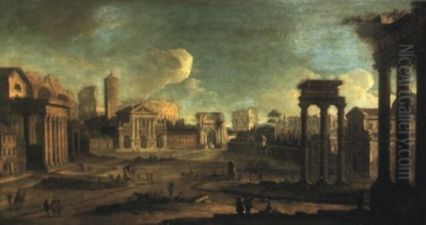 Le Forum Romain Oil Painting by Francesco Battaglioli